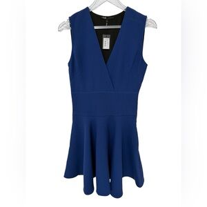 Maje Sleeveless Royal Blue V-Neck Fit & Flare Dress Size 4 NWT